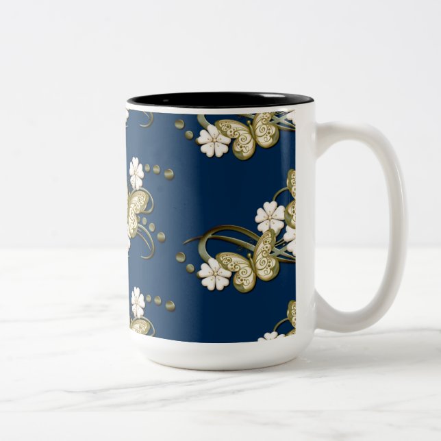 Gold Butterfells Muster Dekorative Tasse (Rechts)