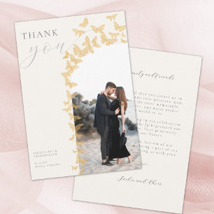 Gold Butterflies Boho Foto Arch Wedding Foto Dankeskarte