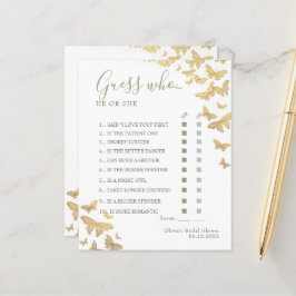 Gold Butterfly Boho Brautparty Guess Wer Game