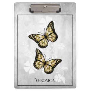 Gold Butterfly Floral Clipboard Klemmbrett