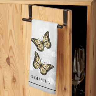 Gold Butterfly Floral Kitchtuch Geschirrtuch