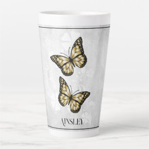 Gold Butterfly Floral Personalisiert Latte Tasse