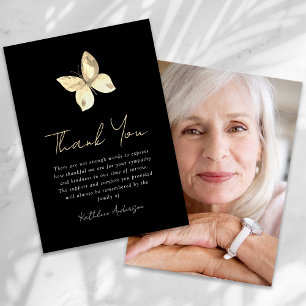 Gold Butterfly Foto Beileid Beerdigung Dankeskarte