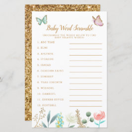 Gold Butterfly Garden Baby Word Scramble Game