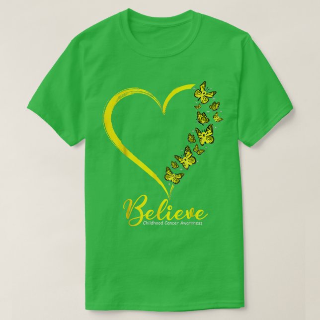 Gold Butterfly glaubt Krebsbewusstsein bei Kindern T-Shirt (Design vorne)