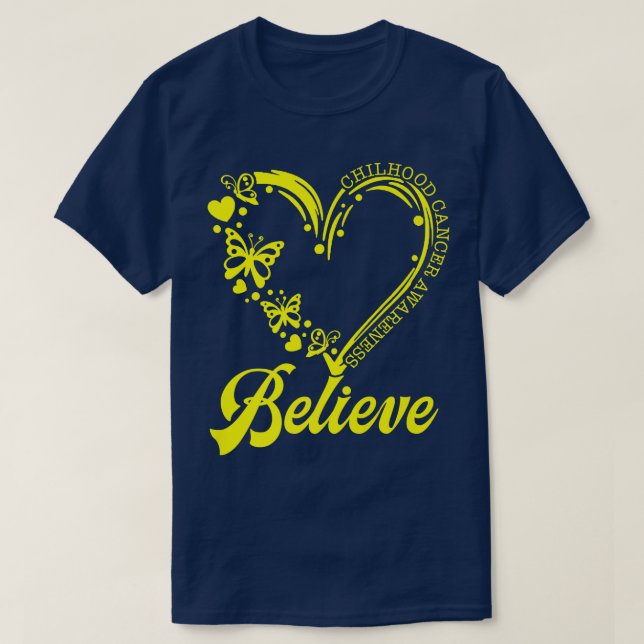 Gold Butterfly glaubt Krebsbewusstsein bei Kindern T-Shirt (Design vorne)