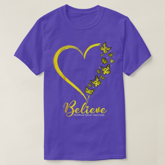 Gold Butterfly glaubt Krebsbewusstsein bei Kindern T-Shirt (Design vorne)