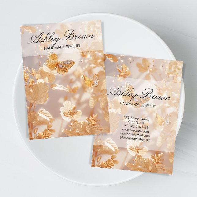 Gold Butterfly Handmade Schmuck Earring Display Visitenkarte (gold butterfly)