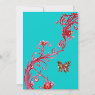 GOLD BUTTERFLY , leuchtend rot blau Einladung