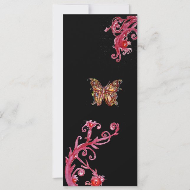 GOLD BUTTERFLY , leuchtend rot schwarz Einladung (Vorderseite)