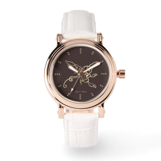 Gold Butterfly Luxus Watch Armbanduhr (Vorderseite)