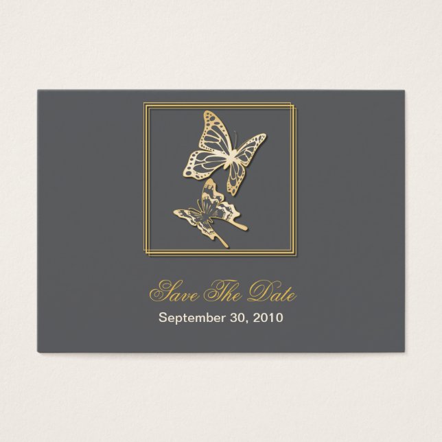 Gold Butterfly Save the Date Hochzeit MiniCard (Vorderseite)