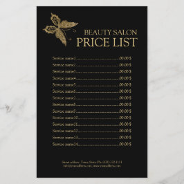 Gold Butterfly Schönheitspflege Schwarze Preislist Flyer