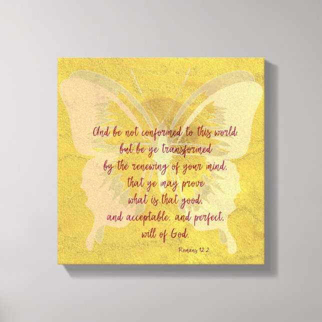 Gold Butterfly Shadow mit KJV Bible Verse Leinwanddruck (Vorderseite)