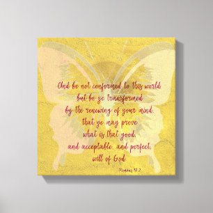 Gold Butterfly Shadow mit KJV Bible Verse Leinwanddruck