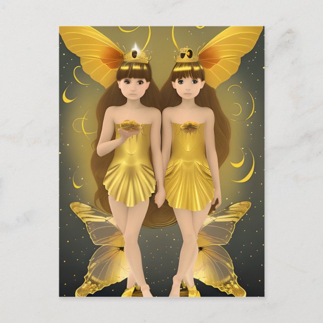 Gold Butterfly Twins Postkarte (Vorderseite)