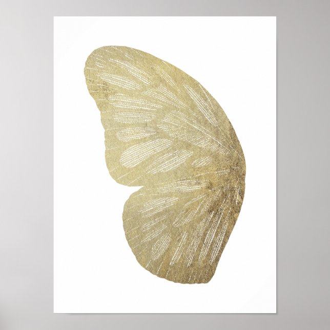Gold Butterfly Wing Illustration Poster (Vorne)