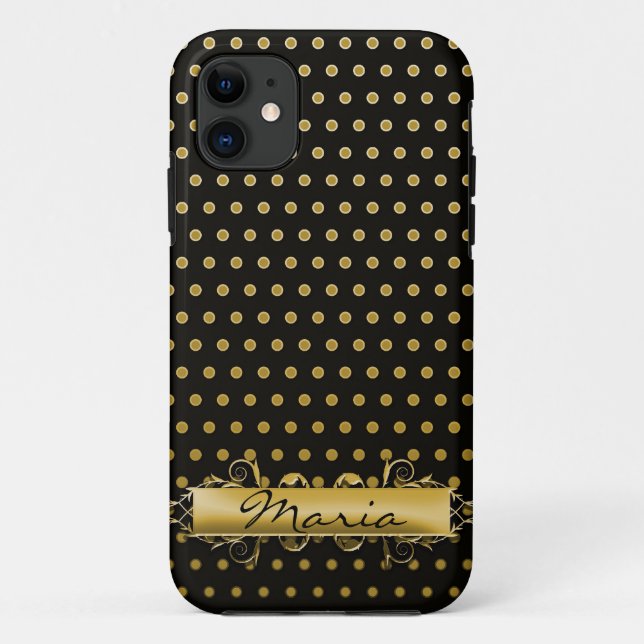 Gold Button Dots mit Namensschild Case-Mate iPhone Hülle (Rückseite)