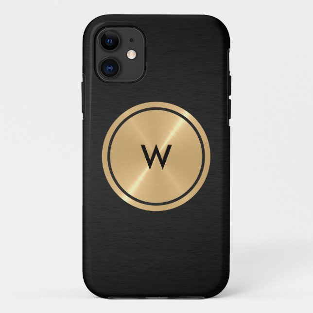 Gold Button und Black Stainless Steel Metal Case-Mate iPhone Hülle (Rückseite)