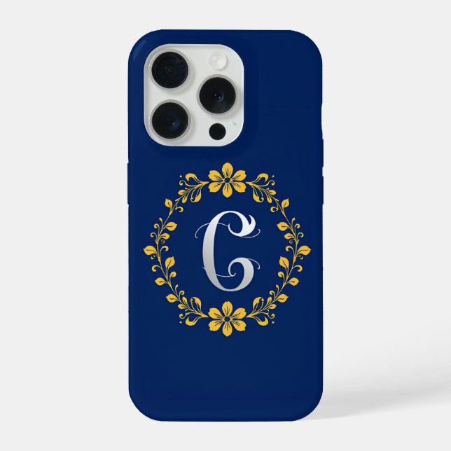 Gold C Monogram Minimal Luxus Initiale Sauber iPhone Hülle (Rückseite)