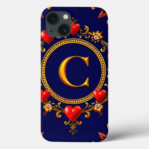 Gold C Monogramm Herz Rahmen Elegante Liebe Case-Mate iPhone Hülle