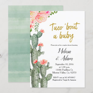 Gold Cactus floral Taco Bout Baby Shower Einladung