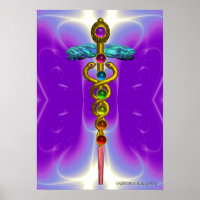 GOLD CADUCEUS 7 CHAKRAS, Yoga, medizinisches Lila