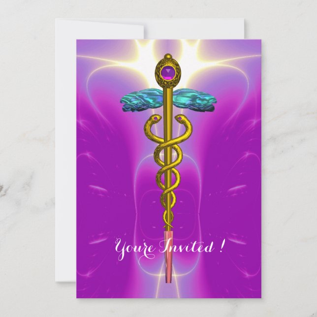 GOLD CADUCEUS,Abschluss Medizin Einladung (Vorderseite)