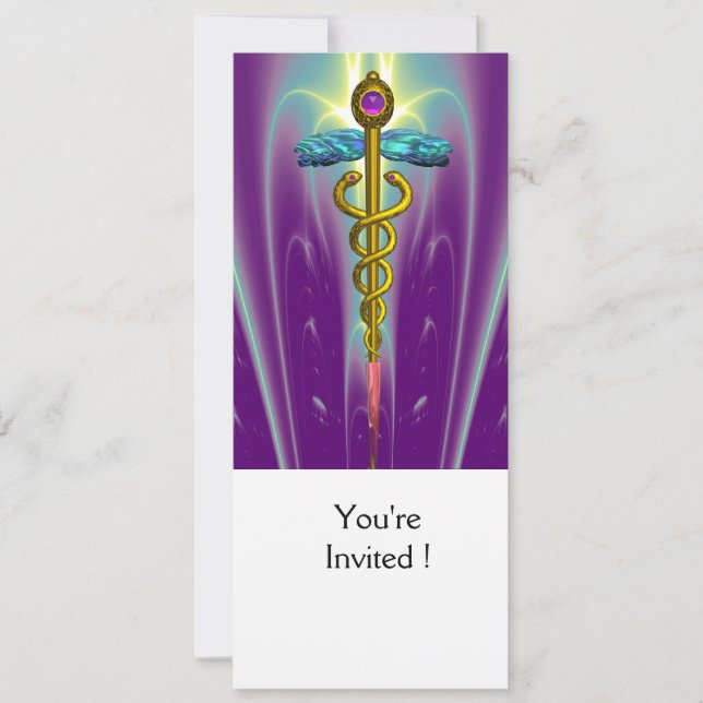 GOLD CADUCEUS Abschluss, medizinische Wiedersehen Einladung (Vorderseite)