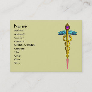 GOLD CADUCEUS, ARZT MEDIZINISCHER DIENST, blau gel Visitenkarte
