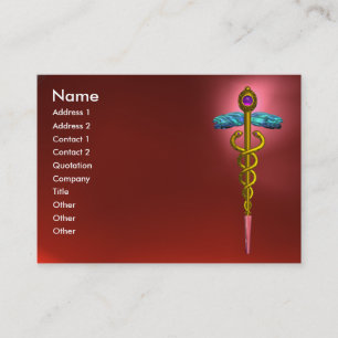 GOLD CADUCEUS, ARZT MEDIZINISCHER DIENST, Red Ruby Visitenkarte