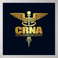 Gold Caduceus (CRNA)