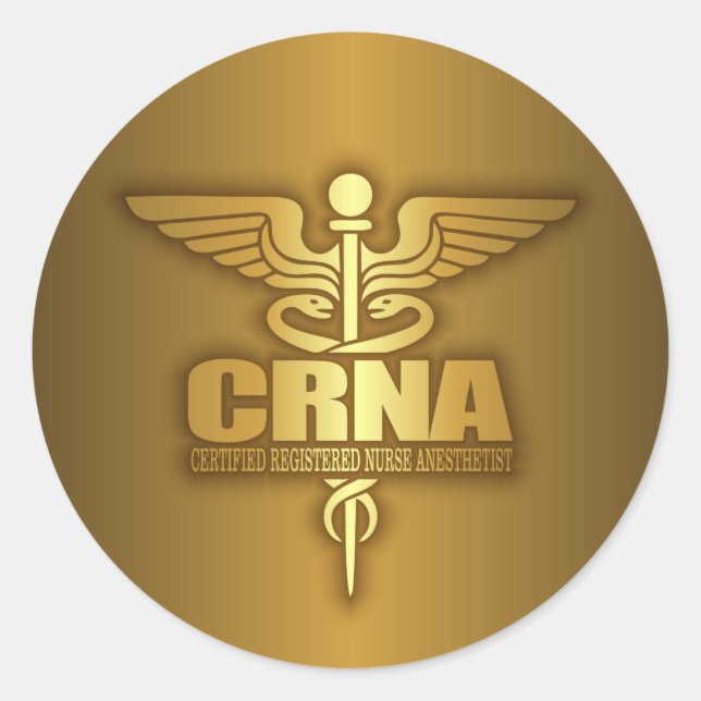 Gold Caduceus (CRNA) Runder Aufkleber (Vorderseite)