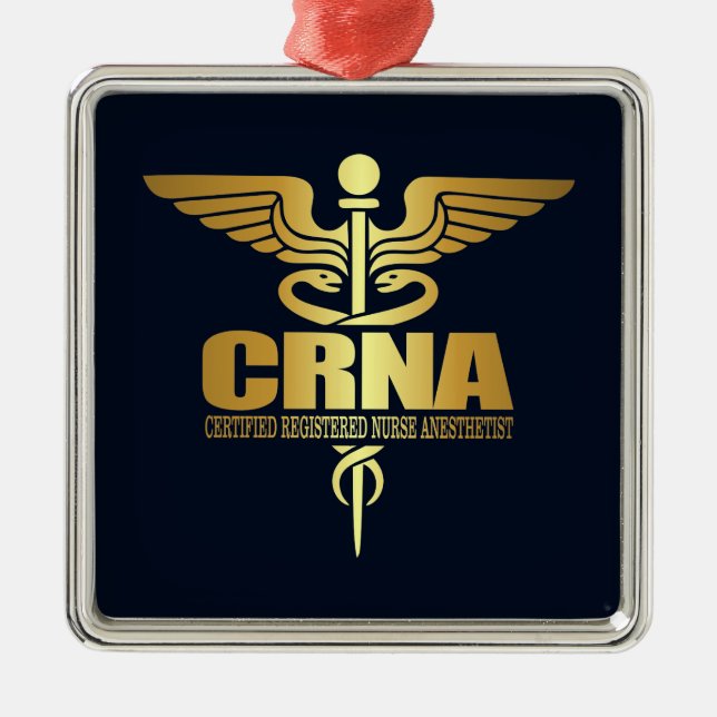 Gold Caduceus (CRNA) Silbernes Ornament (Vorne)