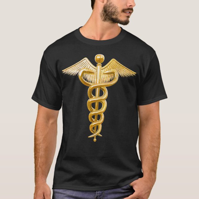 Gold Caduceus Medical Symbol  T-Shirt (Vorderseite)