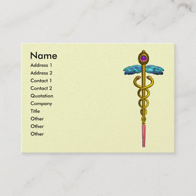 GOLD CADUCEUS Medizinische Symbol Creme Pearl Visitenkarte (Vorderseite)