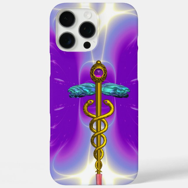 GOLD CADUCEUS MEDIZINISCHE SYMBOL,Lila Violette Case-Mate iPhone Hülle (Rückseite)