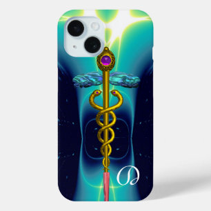 GOLD CADUCEUS MEDIZINISCHES MONOGRAMM,Aquamarines  Case-Mate iPhone Hülle