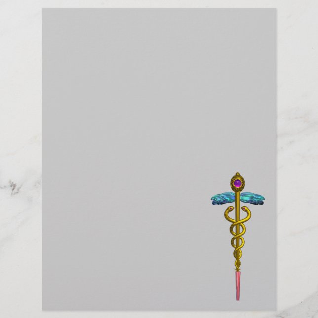 GOLD CADUCEUS MEDIZINISCHES SYMBOL (Vorderseite)