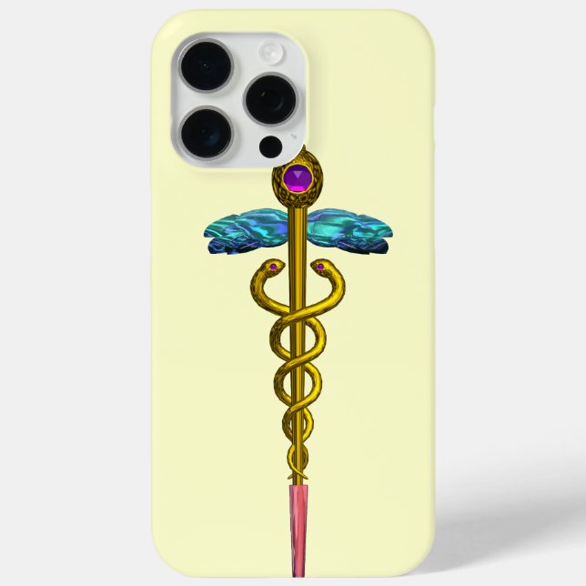 GOLD CADUCEUS MEDIZINISCHES SYMBOL Elfenbein Case-Mate iPhone Hülle (Rückseite)