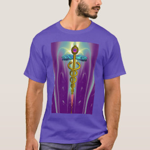 GOLD CADUCEUS MEDIZINISCHES SYMBOL, Lila grün T-Shirt