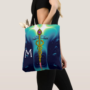 GOLD CADUCEUS MEDIZINISCHES SYMBOL-MONOGRAMM, Aqua