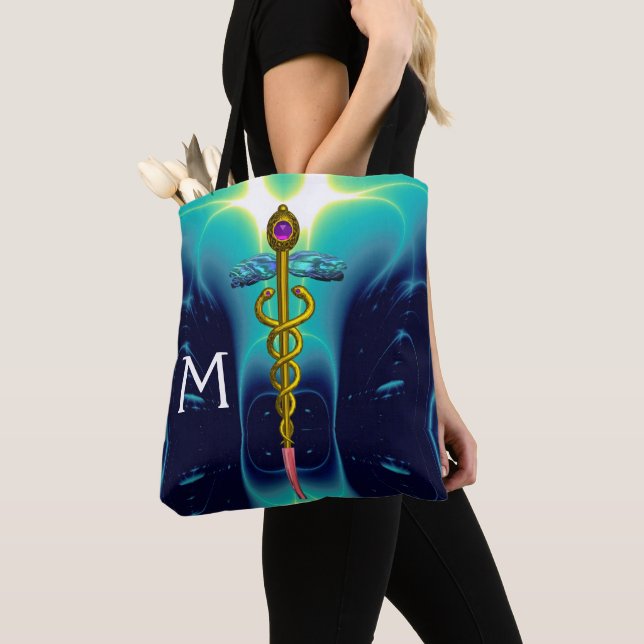 GOLD CADUCEUS MEDIZINISCHES SYMBOL-MONOGRAMM, Aqua (Von Nahem)