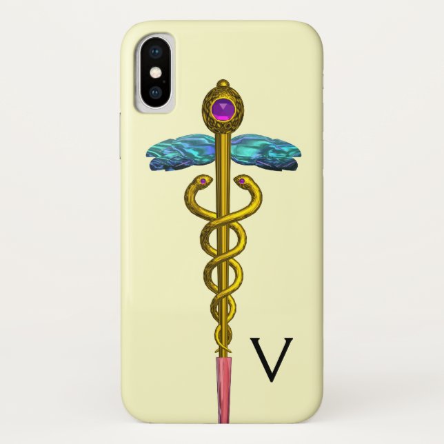 GOLD CADUCEUS MEDIZINISCHES SYMBOL-MONOGRAMM, Crem Case-Mate iPhone Hülle (Rückseite)