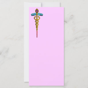 GOLD CADUCEUS Medizinisches Symbol Pınk Lila grün
