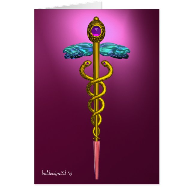 GOLD CADUCEUS, Medizinisches Symbol Pink Violet Li (Vorne)
