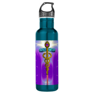 GOLD CADUCEUS MEDIZINISCHES SYMBOL Ultra-Violet Li Trinkflasche