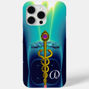 GOLD CADUCEUS MONOGRAM, Aquamarines Aqua Blau Case-Mate iPhone Hülle