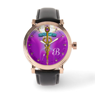 GOLD CADUCEUS MONOGRAM, rosa Fuchsia Armbanduhr
