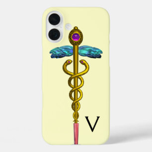 GOLD CADUCEUS MONOGRAM, weiß iPhone 16 Plus Hülle